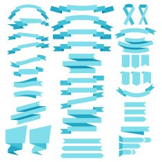 vector collection of decorative design elements - blue ribbons a