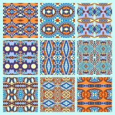 set of different seamless colored vintage geometric pattern N5