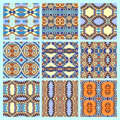 set of different seamless colored vintage geometric pattern N6