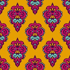 Damask vector festive yellow pattern