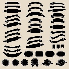 vector collection of decorative design elements - ribbons badge N2