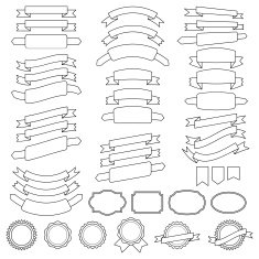 vector collection of decorative design elements - ribbons badge N3