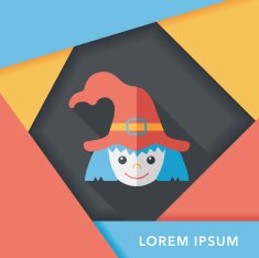 cute witch flat icon with long shadow eps10 N16