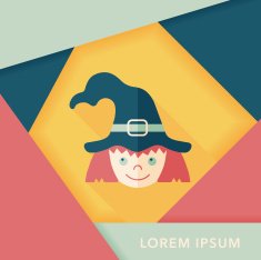 cute witch flat icon with long shadow eps10 N18