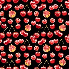 Beautiful seamless vector pattern with cherries