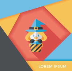 cute witch flat icon with long shadow eps10 N20