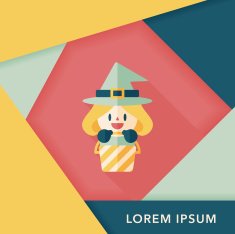 cute witch flat icon with long shadow eps10 N22