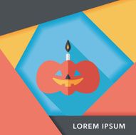 pumpkin candle flat icon with long shadow eps10 N6