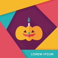 pumpkin candle flat icon with long shadow eps10 N7