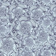 Abstract seamless texture with flowers hair type Monochrome pri