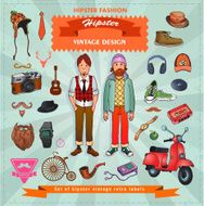 set of Hipster style elements labels and icons N2