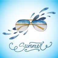 Watercolor vector illustration with sunglasses