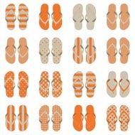 Pop Art style flip flops in a colorful checkerboard design