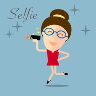 girl taking selfie photo on smart phone concept illustration