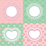 Set of lace frames with circles and hearts