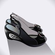 illustration shoes black patent leather on a white background