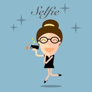 girl taking selfie photo on smart phone concept illustration N2