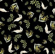 Watercolor flowers seamless pattern N2