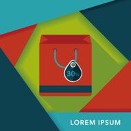 shopping paper bag flat icon with long shadow eps10 N12