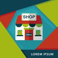 shopping store flat icon with long shadow eps10 N24