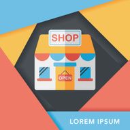shopping store flat icon with long shadow eps10 N25