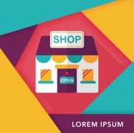 shopping store flat icon with long shadow eps10 N26
