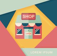 shopping store flat icon with long shadow eps10 N27
