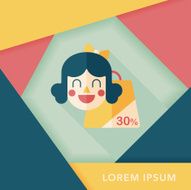 SALE Shopaholic flat icon with long shadow eps10 N27