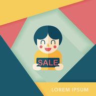 SALE Shopaholic flat icon with long shadow eps10 N30