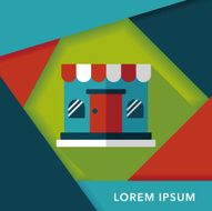 shopping store flat icon with long shadow eps10 N28
