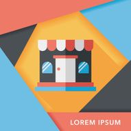 shopping store flat icon with long shadow eps10 N29