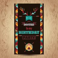 Happy birthday card invitation vintage retro background N4