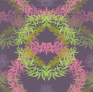 Symmetrical seamless pattern of floral wreaths