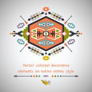 Vector colorful decorative element on native ethnic style N5