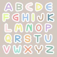 Vector colorful pastel type fonts N2