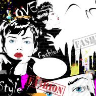 Fashion girl in sketch-style N77