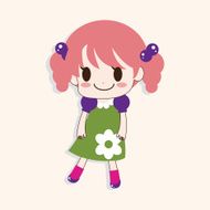 girl cartoon theme elements vector eps N11