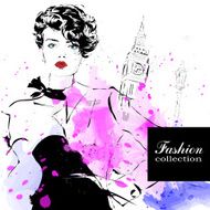 Fashion girl in sketch-style N78