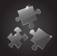 Glass 3 puzzle pieces vector illustration