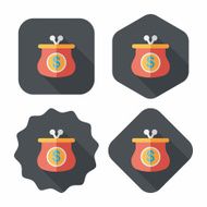 purse flat icon with long shadow eps10 N21