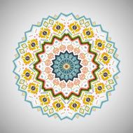 Ornamental round colorful geometric pattern in aztec style