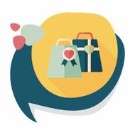 Valentine&#039;s Day shopping bag flat icon with long shadow eps10 N9