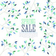 Sale poster with green and violet leaves