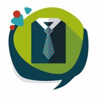 business shirt and tie flat icon with long shadow eps10 N12