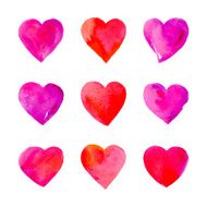 Watercolor hearts isolated