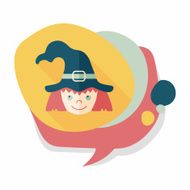 cute witch flat icon with long shadow eps10 N23