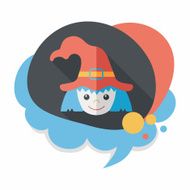 cute witch flat icon with long shadow eps10 N24