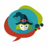 cute witch flat icon with long shadow eps10 N25