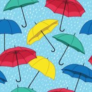 vector seamless pattern with blue umbrellas