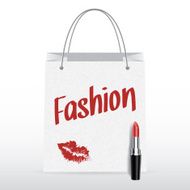 Vector shopping bag with lipstick Fashion inscription